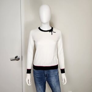Kate Spade Kids White Sweater with Black Bow Sz L 12Y
